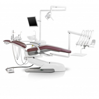 Siger U500 (В.п.) Стоматологическая установка с верхней подачей инструментов, с электромеханическим креслом и креплением блока на шарнире под креслом, Siger (Китай)